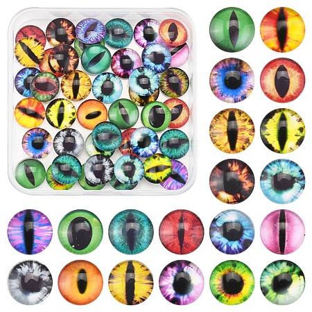 60Pcs Half Round with Eye Glass Cabochons GGLA-FS0001-16A-1