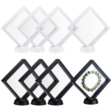 8Pcs 2 Colors Square Transparent PE Thin Film Suspension Jewelry Display Boxes ODIS-GA0001-70-1