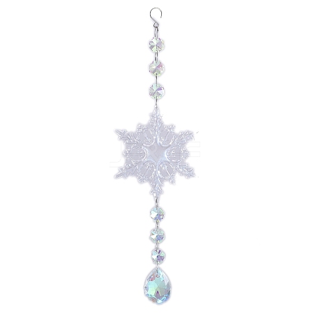 Acrylic Christmas Snowflake Glass Octagonal Pendants PW-WG10BC4-02-1