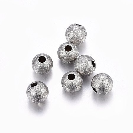 201 Stainless Steel Textured Beads STAS-M274-008P-C-1
