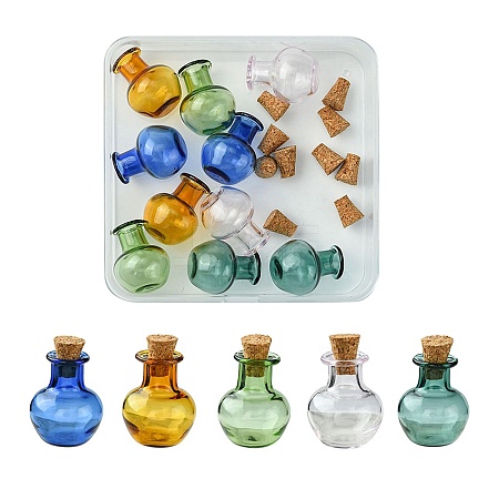 10Pcs 5 Colors Round Glass Cork Bottles Ornament GLAA-FS0001-73-1