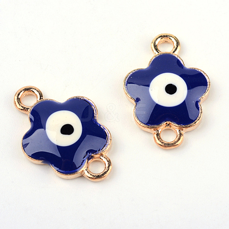 Light Gold Alloy Enamel Evil Eye Links connectors X-ENAM-Q032-09B-1