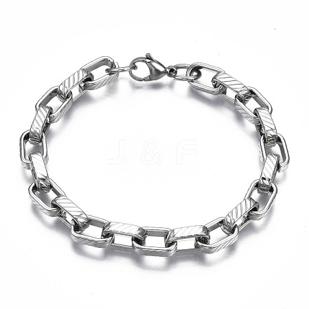 Non-Tarnish 201 Stainless Steel Chunky Cable Chain Bracelet for Men Women BJEW-S057-75-1