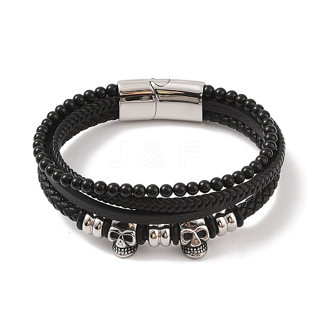 Braided Microfiber Leather Multi-strand Bracelets LS-BJEW-B096-06G-1