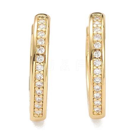 Brass Micro Pave Clear Cubic Zirconia Huggie Hoop Earrings EJEW-A058-26G-1