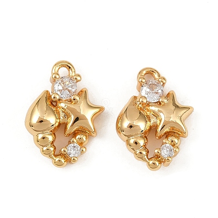 Ocean Theme Brass Micro Pave Cubic Zirconia Charms X1-KK-F902-08T-G-1