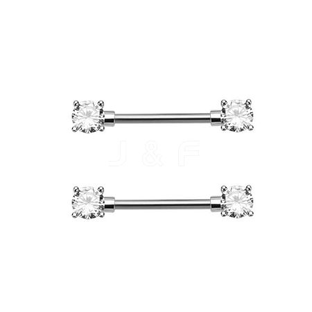 Brass Clear Cubic Zirconia Nipple Rings WG88A97-09-1