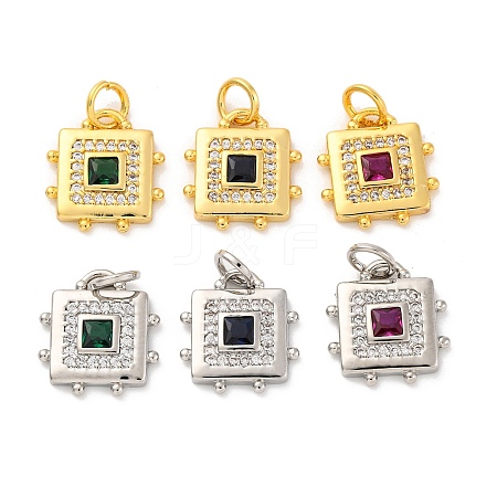 Brass Micro Pave Cubic Zirconia Charms KK-U033-02M-1