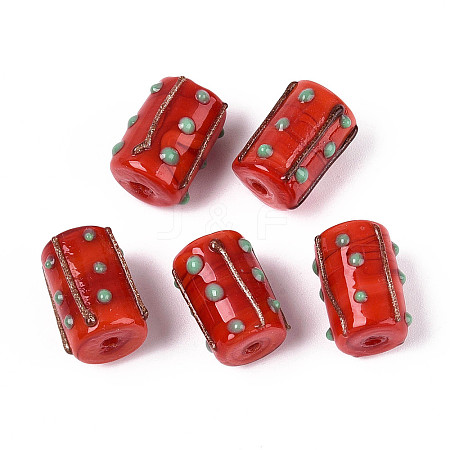 Handmade Gold Foil Glass Bumpy Beads LAMP-ZX003-12-03-1