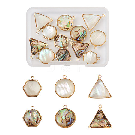 12Pcs 6 Styles Natural Shell Pendant Sets SHEL-CD0001-03-1