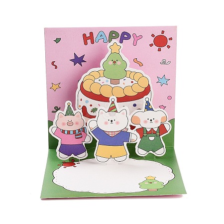 Square 3D Pop Up Paper Greeting Card AJEW-P123-A02-1