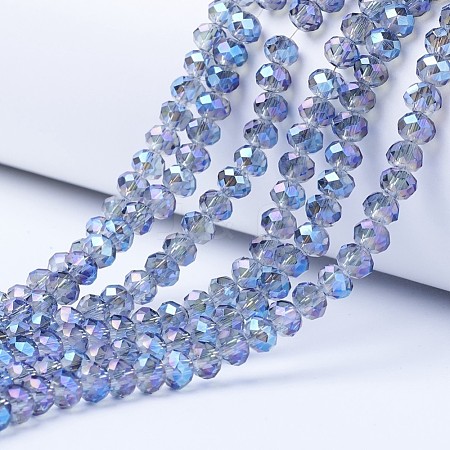 Electroplate Transparent Glass Beads Strands EGLA-A034-T4mm-Y02-1