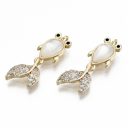Brass Micro Pave Clear Cubic Zirconia Pendants KK-S356-197G-NF-1