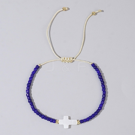 Glass Seed Beads & Brass Braided Beaded Bracelets LS-TV0952-2-1