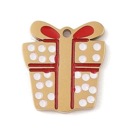 Christmas Theme Ion Plating(IP) 304 Stainless Steel Enamel Charms STAS-Z083-08G-05-1