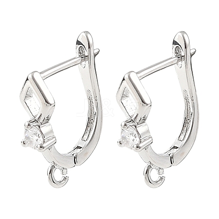 SHEGRACE Brass Micro Pave Cubic Zirconia Hoop Earring Findings XGRQ79246-932P-1