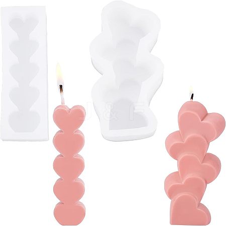 SUPERFINDINGS 2Pcs 2 Style Heart DIY Candle Silicone Molds DIY-FH0004-21-1