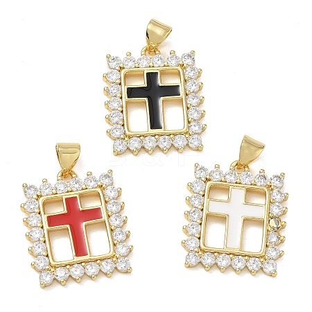 Religion Cross Brass Micro Pave Clear Cubic Zirconia Pendants CU-CBA83A6-03G-G-1
