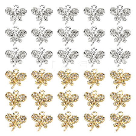 48Pcs 2 Colors Rack Plating Eco-friendly Alloy Crystal Rhinestone Butterfly Charms FIND-HY0003-77-1