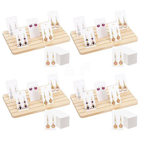 4Pcs Wooden Jewelry Earring Display Card Storage Slotted Stands ODIS-AR0001-18-1