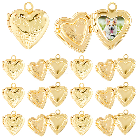 20Pcs Brass Locket Pendants KK-SC0007-49-1