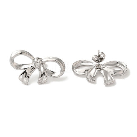 304 Stainless Steel Bowknot Stud Earrings EJEW-C114-33P-1