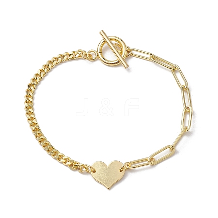 Brass Heart Link Bracelets BJEW-JB10394-1