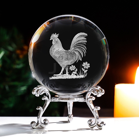 Inner Carving 12 Chinese Zodiac Signs Glass Crystal Ball Diaplay Decoration PW-WG32D61-19-1