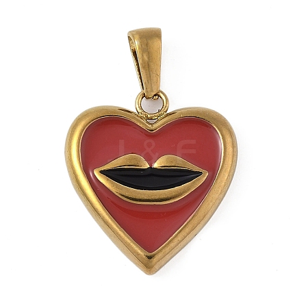 304 Stainless Steel Enamel Pendants STAS-P408-17B-G-1