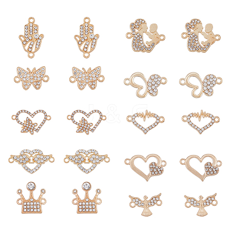 SUPERFINDINGS 60Pcs 10 Styles Alloy Crystal Rhinestone Connector Charms FIND-FH0007-03-1
