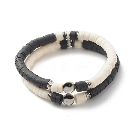 Handmade Polymer Clay Heishi Beads Stretch Bracelets Set BJEW-JB07443-1