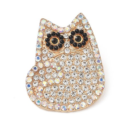 Cat Alloy Rhinestone Brooch JEWB-K039-04KCG-1