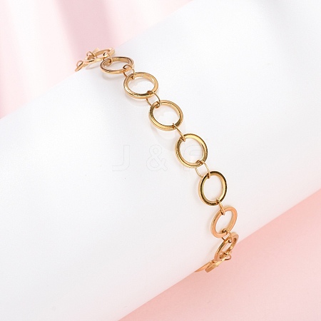 304 Stainless Steel Ring Link Chain Bracelets BJEW-P373-02B-G-1