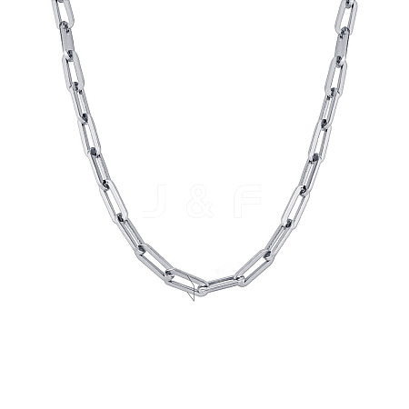 Stainless Steel Paperclip Chain Necklaces for Women PW-WG12199-01-1