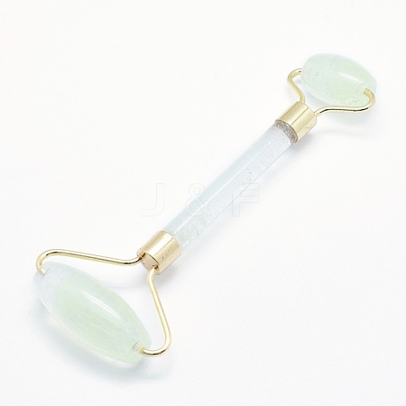 Green Watermelon Stone Glass Brass Face Massager MRMJ-G009-20G-1