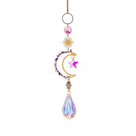 Glass Teardrop/Star Prisms Suncatchers Hanging Ornaments G-PW0004-72D-1
