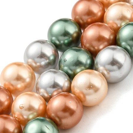 Electroplated Shell Pearl Beads Strands SHEL-F008-03B-02-1