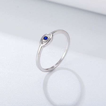 Evil Eye 925 Sterling Silver Micro Pave Cubic Zirconia Finger Rings for Women FS-WG42376-02-1