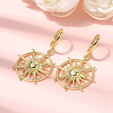 Sun Brass Hoop Earrings EJEW-H180-30C-G-1