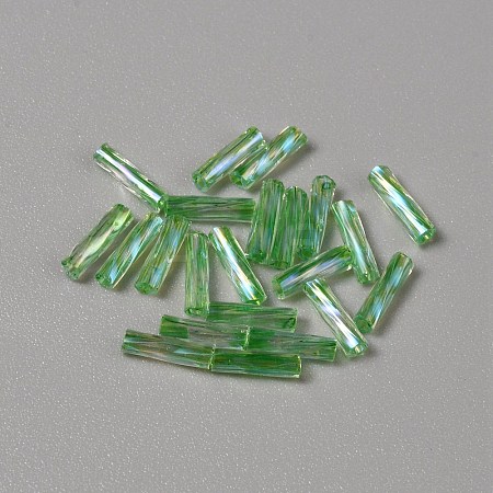 Transparent Colours Rainbow Glass Twist Bugle Beads GLAA-WH0039-12H-1