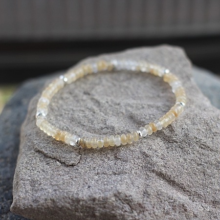 Heated Natural Citrine Rondelle Beaded Stretch Bracelets UT5328-12-1