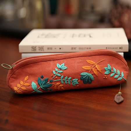 DIY Flower Pattern Pencil Case Embroidery Kit PW22112413375-1