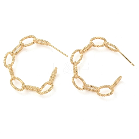 Rack Plating Textured Cable Chain Brass Stud Earrings EJEW-M090-06G-1