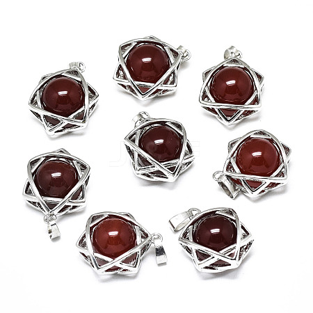 Natural Carnelian/Red Agate Pendants G-R485-01G-1