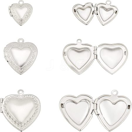 Unicraftale 18Pcs 3 Styles 304 Stainless Steel Locket Pendants STAS-UN0023-24-1