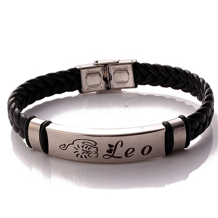 Braided Leather Cord Bracelets PW-WG99416-05-1