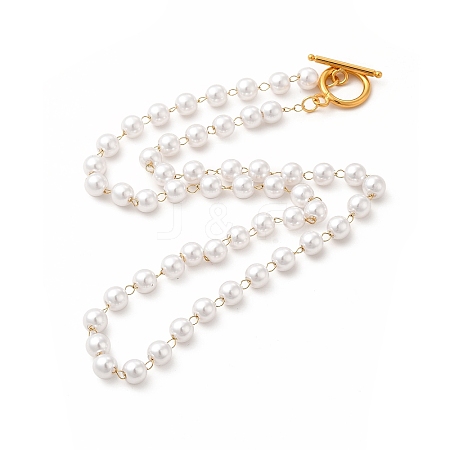 Plastic Imitation Pearl Beaded Necklaces NJEW-P275-02G-1