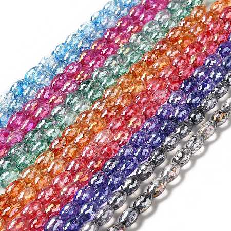 Electroplate Transparent Glass Beads Strand GLAA-G088-06-1