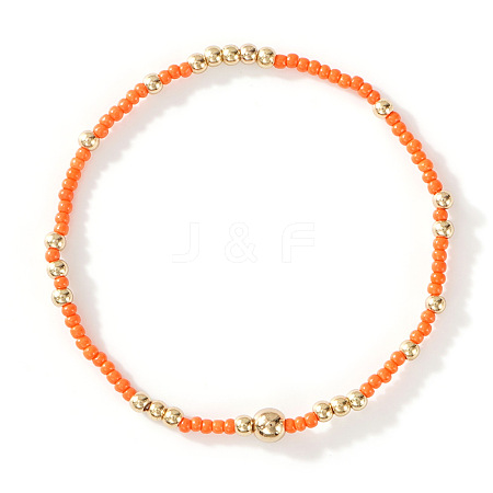 Glass Seed Beads & CCB Beads Stretch Bracelets TB4137-33-1