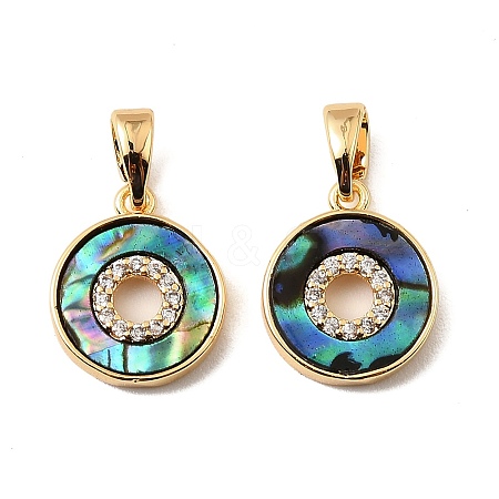 Brass Micro Pave Clear Cubic Zirconia Charms KK-G538-08G-1